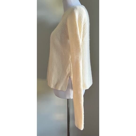 Leo & Sage Women’s Sweater Ribbed Knit Pullover Side Slits Ivory Cream Sz Small - Picture 3 of 6